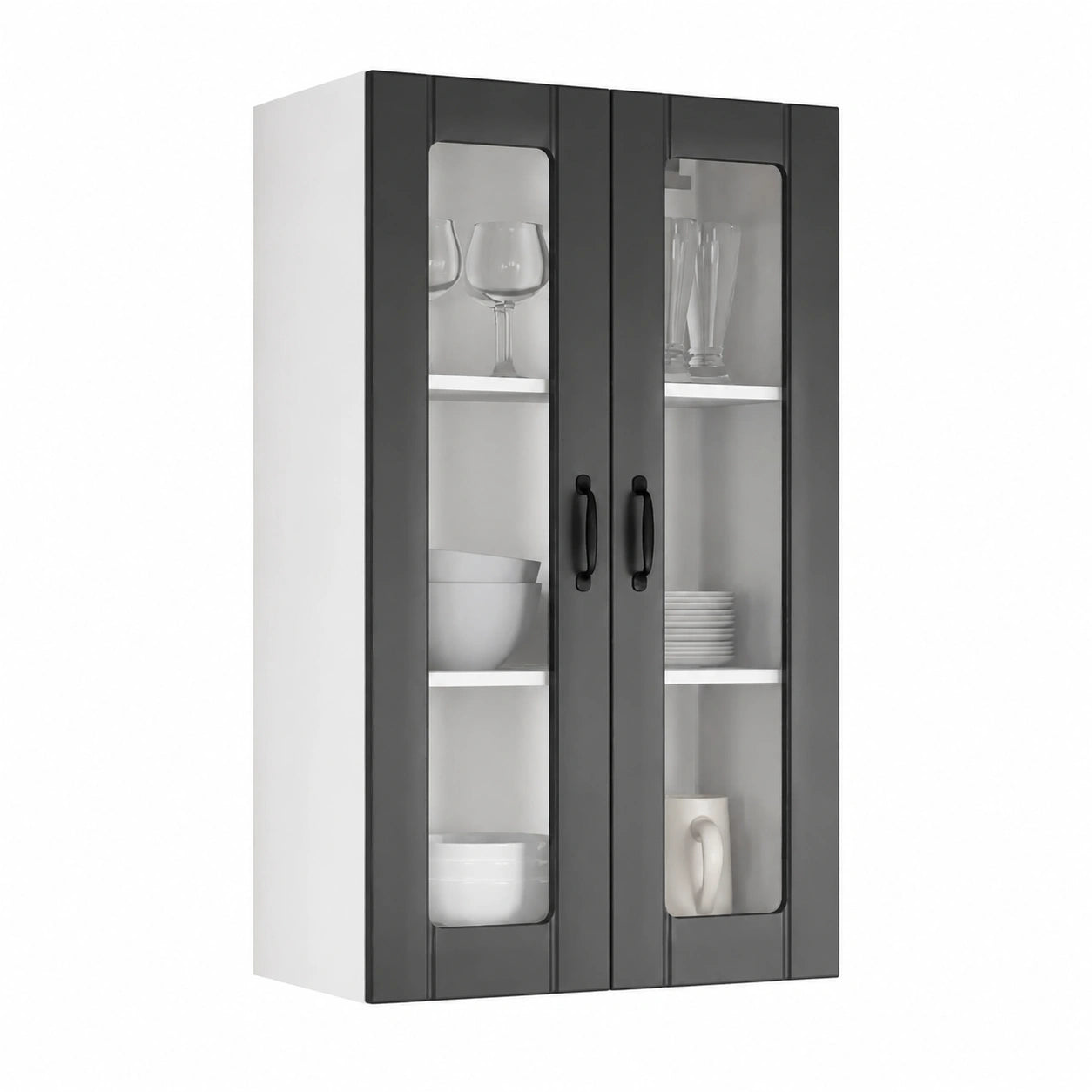 Credenza Moderna in Vetro con Antine e Ripiani, 60x31x100 cm, per Cucina e Sala da Pranzo