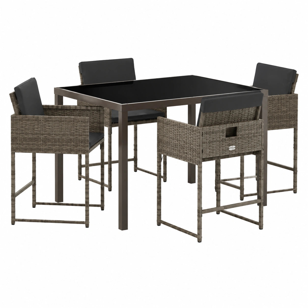 Set Pranzo Giardino 5 Pezzi in Rattan Sintetico per Esterni
