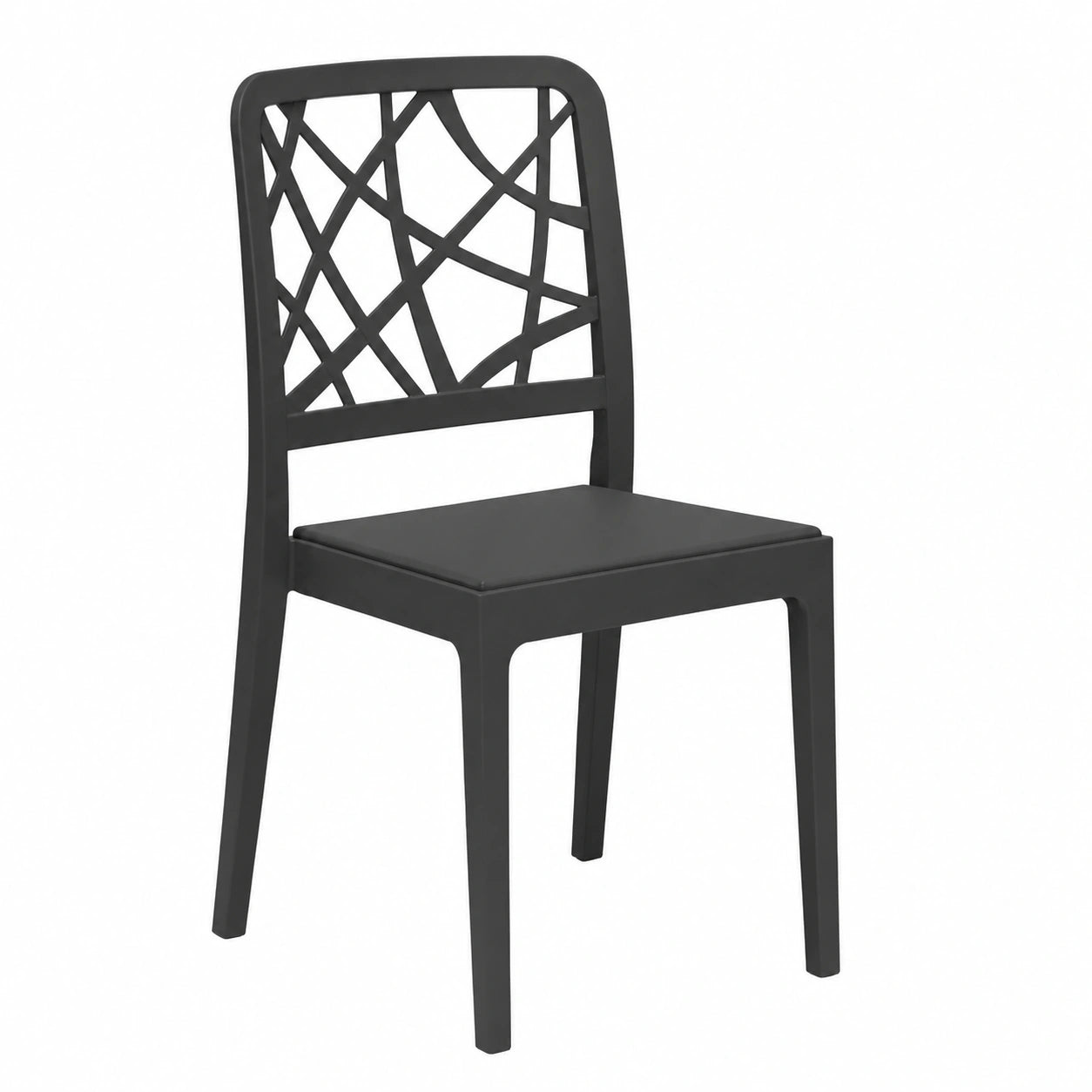 Coppia di Sedie PENELOPE in Polipropilene, Made in Italy, Impilabili e Resistenti ai Raggi UV, Design Moderno per Interni ed Esterni (Antracite)