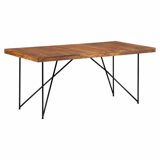 Tavolo da pranzo in acacia industriale 180x90 cm stabile e durevole