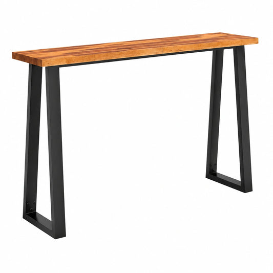 Consolle Industriale in Legno d'Acacia con Gambe in Acciaio a U, 140x40x80 cm