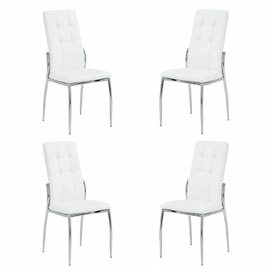 Set 4 Sedie Cami in Ecopelle Bianca e Metallo Cromato 46x54x101 cm