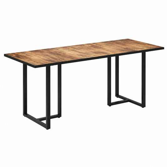 Tavolo da pranzo industriale in legno di mango massello, 160 cm, per 6 persone, con gambe in ferro robuste, ideale per sala da pranzo