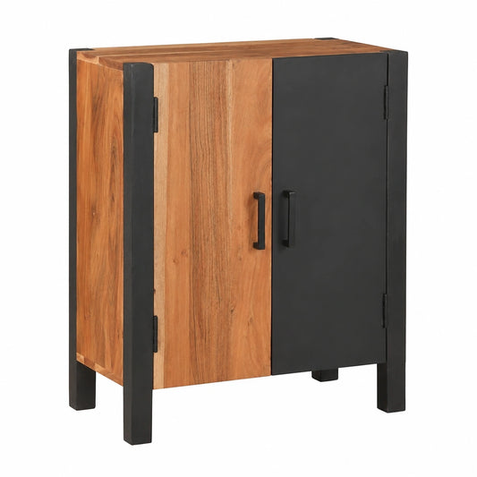 Credenza in legno di acacia con ante e gambe in ferro, design moderno