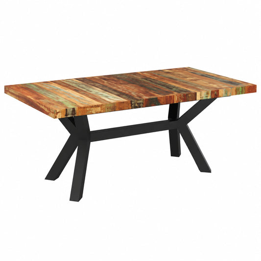 Tavolo da Pranzo in Legno Reclamato con Gambe in Acciaio, Design Industriale Vintage