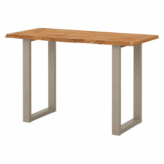 Tavolo da pranzo in legno di acacia con gambe in acciaio, stile industriale, 110x50x76 cm