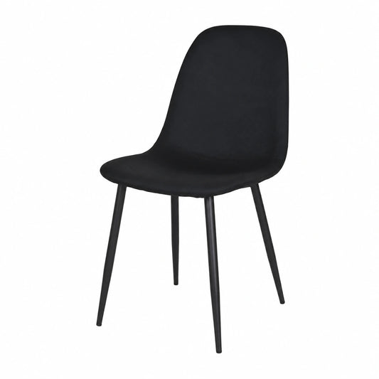 Set di 4 Sedie da Pranzo SOLE con Gambe in Acciaio Nero Opaco e Rivestimento in Tessuto Nero