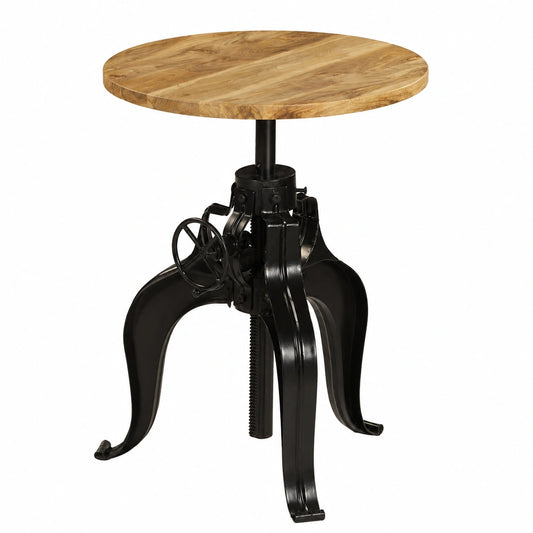 Tavolino regolabile in legno di mango massiccio, stile industriale, 60 cm, per cucina e bar