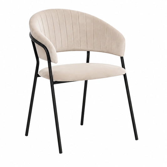 Set di 4 Sedie da Pranzo in Velluto Grigio Tortora con Gambe Nere, Design Moderno