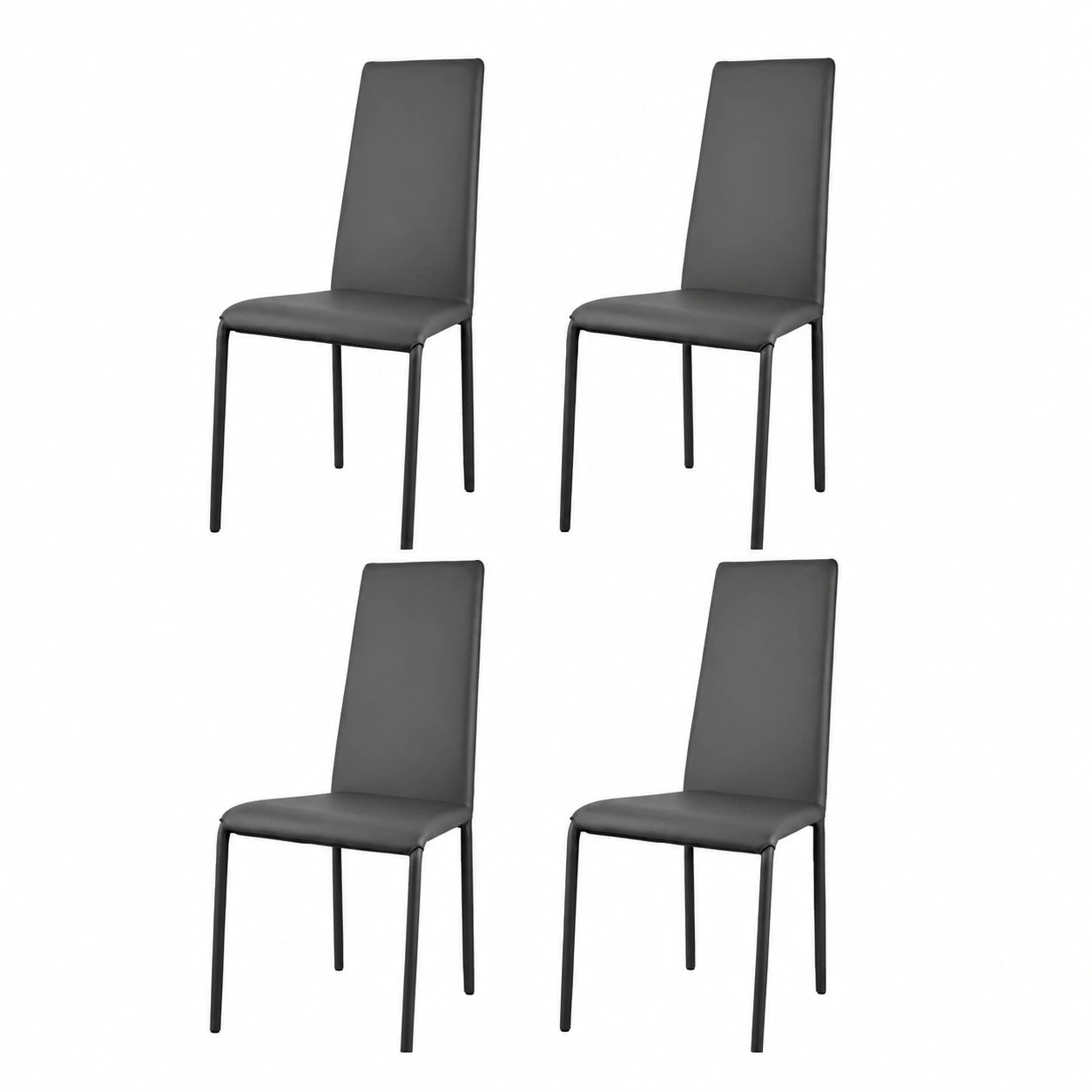 Set di 4 sedie Tommychairs Sophie Lux in acciaio e finta pelle grigio antracite per cucina e sala