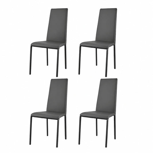 Set di 4 sedie Tommychairs Sophie Lux in acciaio e finta pelle grigio antracite per cucina e sala