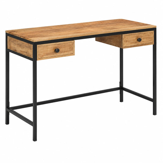 Scrivania industriale in legno e metallo con cassetti, tavolo consolle per ufficio, 105 x 50 x 75 cm, marrone