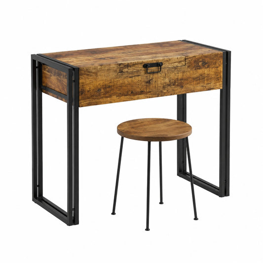 Scrivania in legno di mango massiccio, stile industriale, 90x50x75 cm, per camera da letto, montaggio facile, design loft moderno