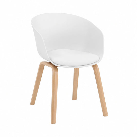 Set di 4 Sedie Scandinave da Pranzo con Gambe Effetto Legno e Cuscino Imbottito