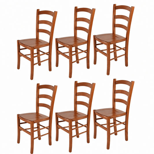 Set di 6 Sedie Venice in Legno di Faggio, Ideali per Cucina, Bar e Sala da Pranzo