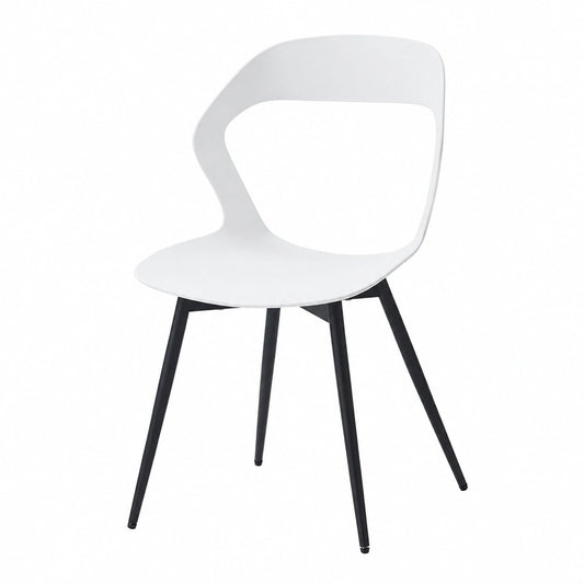 Set di 6 Sedie Imbottite con Gambe in Metallo per Sala da Pranzo o Ufficio, Colore Bianco e Nero