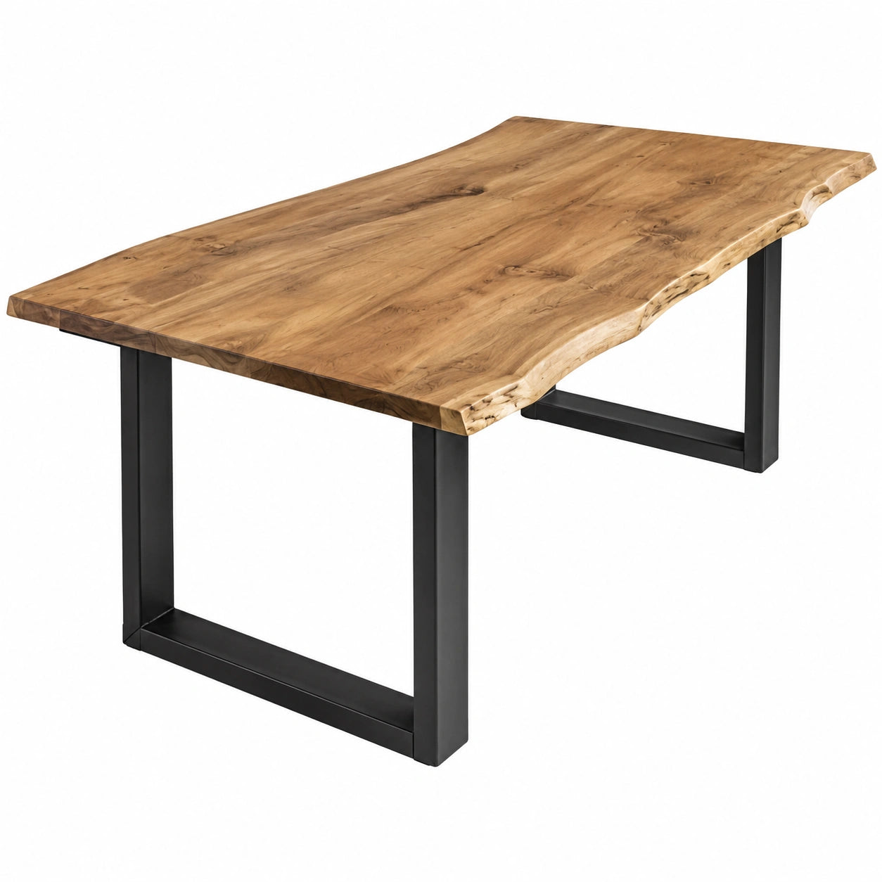 Tavolo da Pranzo Industriale in Legno Massello con Base in Metallo, Design Contemporaneo per Cucina