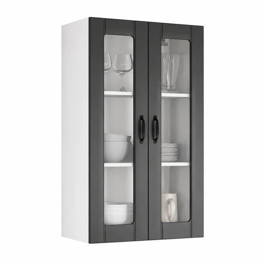 Credenza Moderna in Vetro con Antine e Ripiani, 60x31x100 cm, per Cucina e Sala da Pranzo