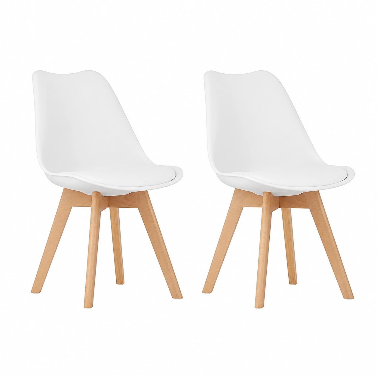 Set di 2 Sedie da Cucina Moderne Bianche con Gambe in Faggio e Rivestimento Sintetico