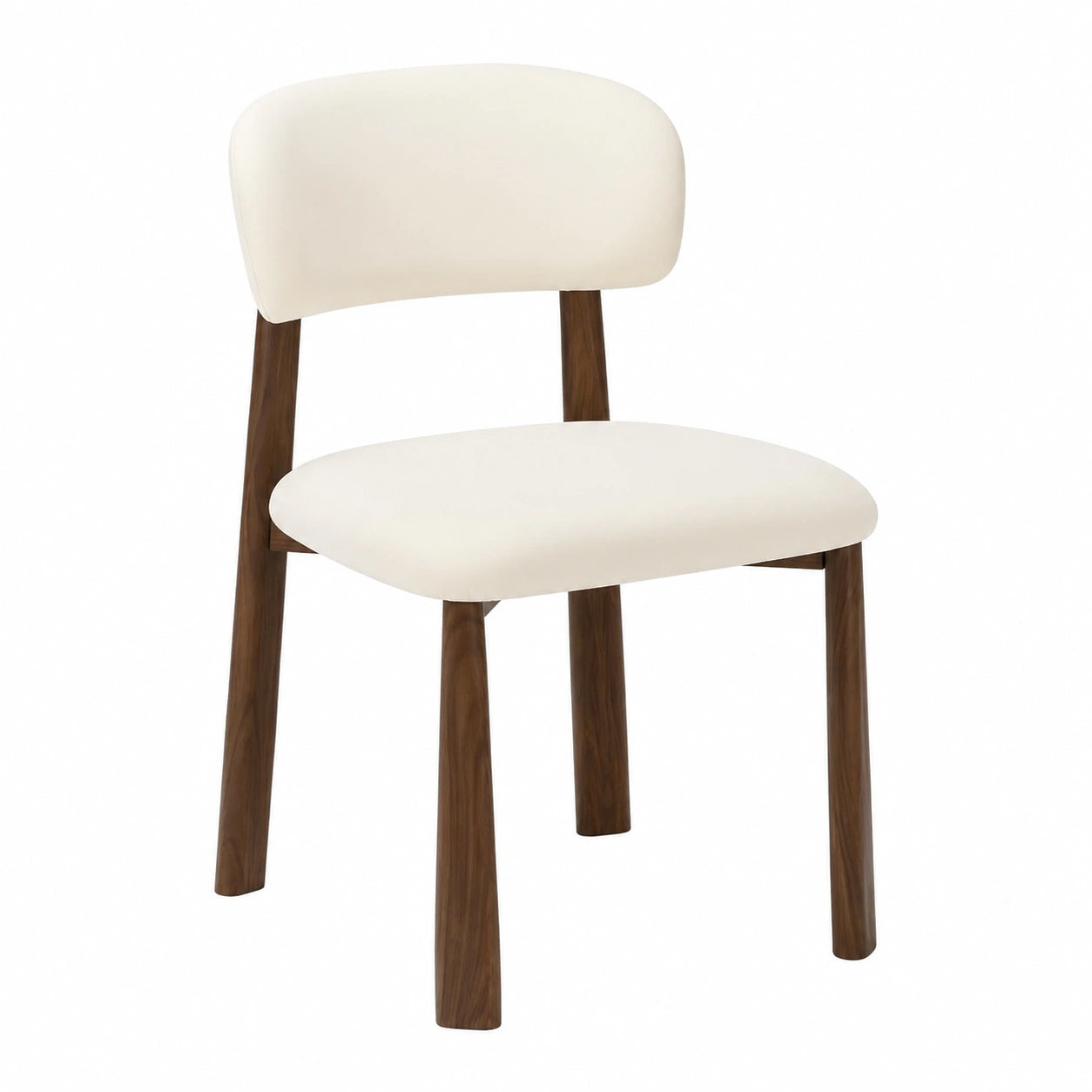 Set 6 Sedie Moderne in Chenille con Gambe in Metallo Effetto Legno, Crema