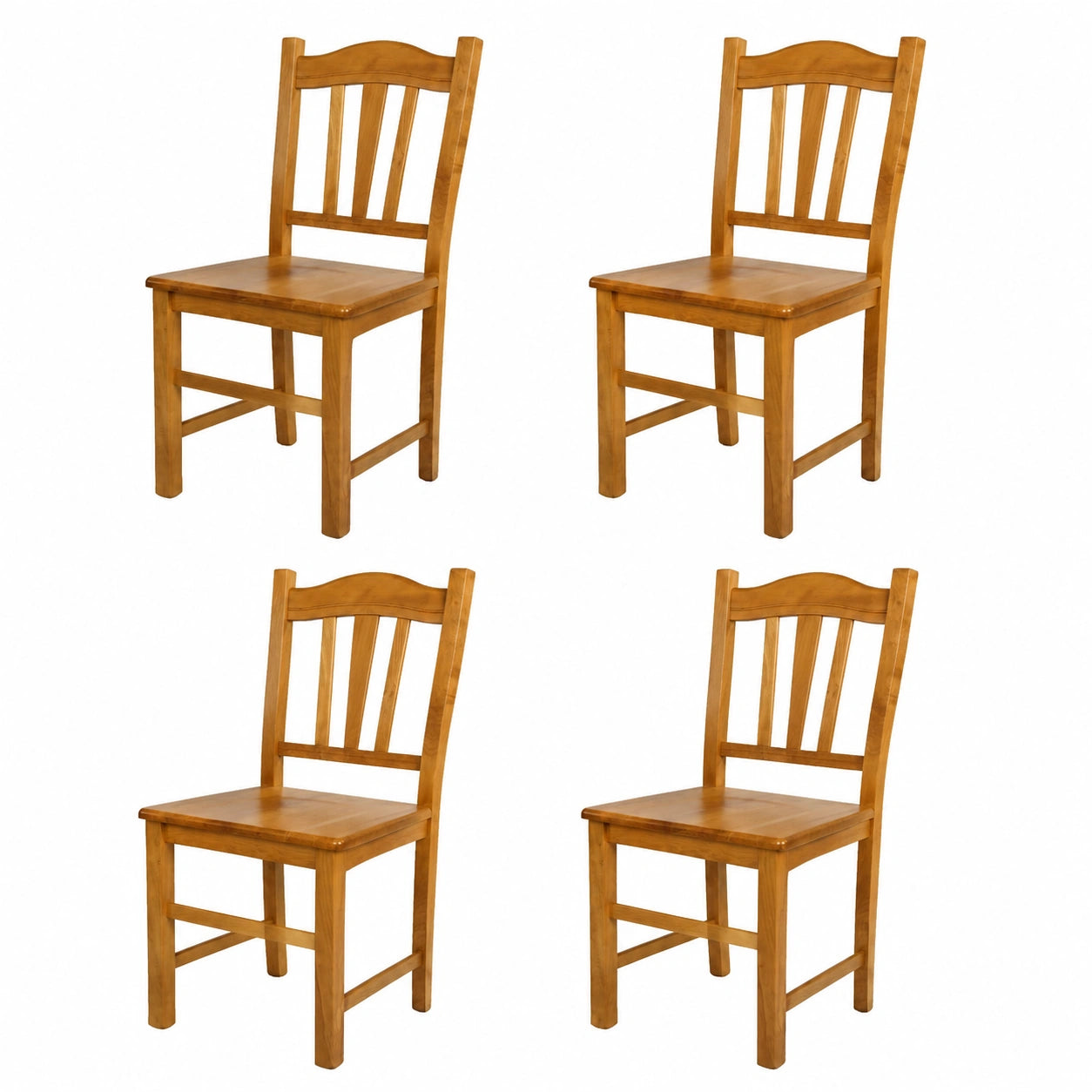 Set di 4 Sedie Silvana in Legno di Faggio Rovere per Cucina e Sala