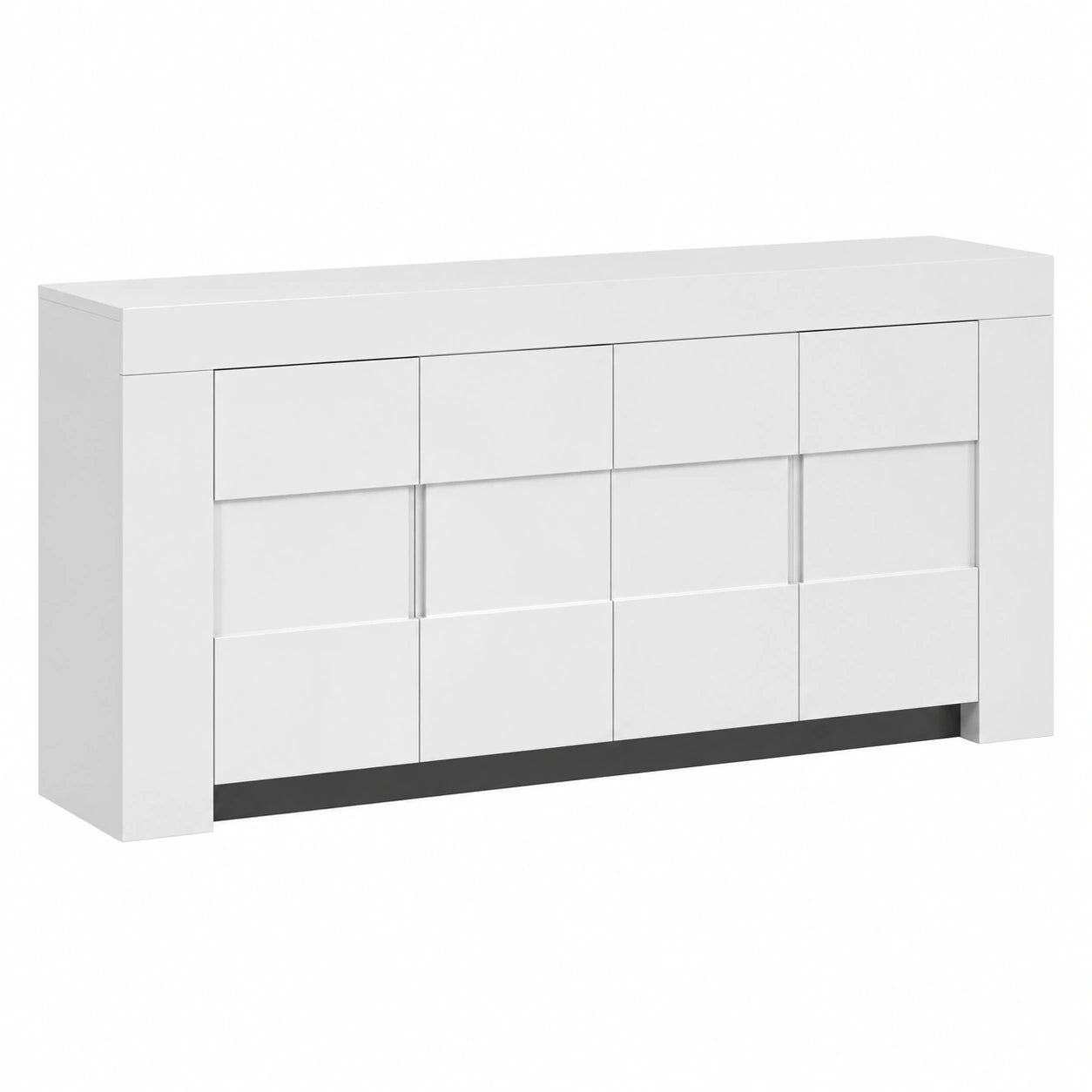 Madia Moderna 4 Ante Bianco Lucido - Collezione EOS, Design Italiano per Soggiorno e Sala da Pranzo