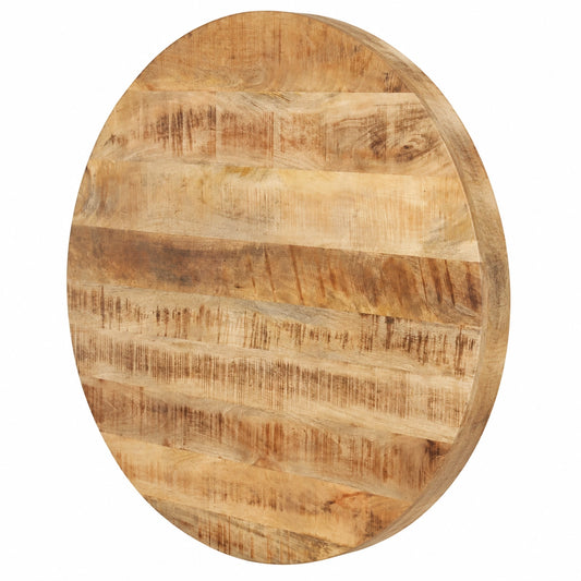 Tavolo rotondo in legno di mango massiccio 80 cm, stile rustico industriale, robusto e facile da pulire