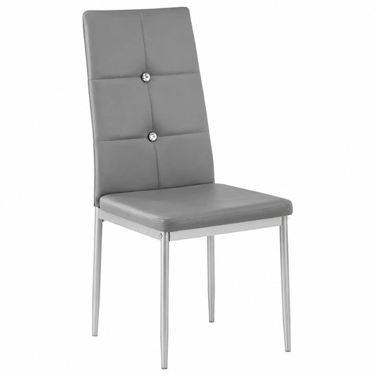 Set di 6 Sedie Imbottite in Similpelle con Gambe in Acciaio e Design Elegante - Grigio